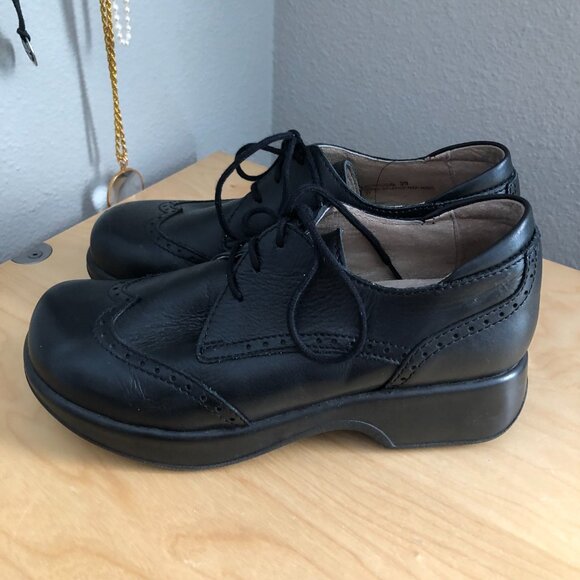 Dromedaris Hornbill Leather Lace Up Loafer Shoe Sz 39 Black Wingtip Comfort MINT - Picture 7 of 13